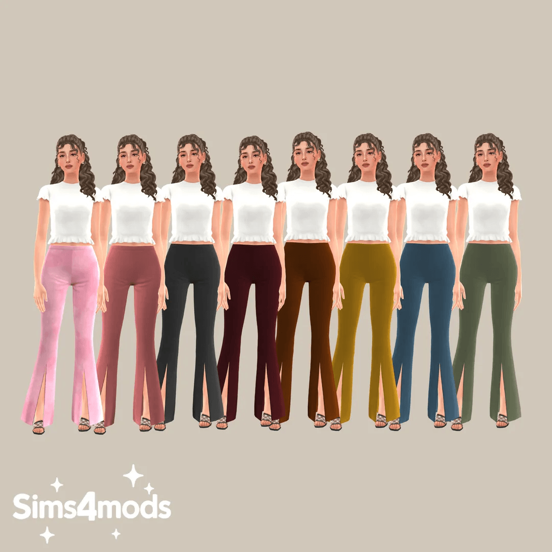 Галерея мода Брюки с разрезами Front Slits Flared Pants #1
